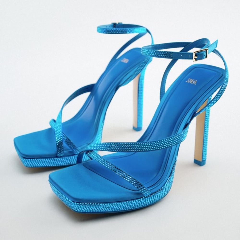 Zara RHINESTONE HIGH HEEL SANDALS